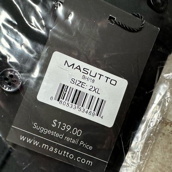 NWT MASUTTO BH/18 LONG SLEEVE BUTTON DOWN SHIRT SIZE 2XL XXL BLACK - Picture 3 of 3